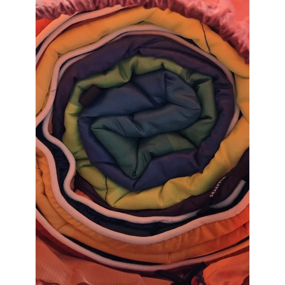 Rumpl Original Puffy Blanket Rainbow Fade Camping Outdoor Sz 52x75